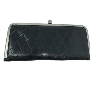 HOBO INTERNATIONAL Black quilted leather Lauren framed wallet womens